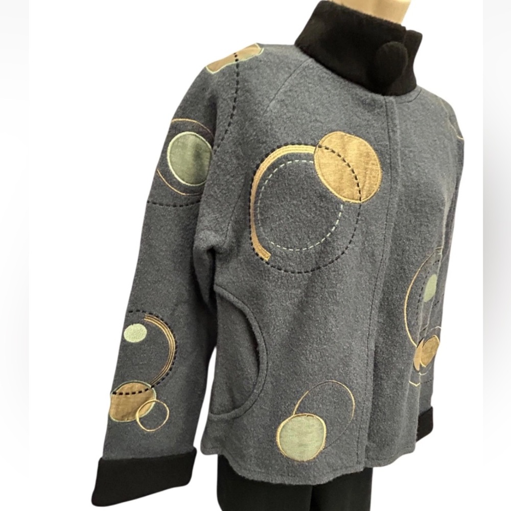 CoVelo Sweater Jacket Women Medium Blue Art to Wear Cardigan Art Teacher - Picture 4 of 12